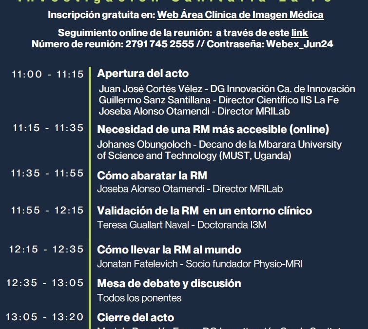 Evento:Tecnologías valencianas para mejorar el acceso a la imagen por Resonancia Magnética a escala global